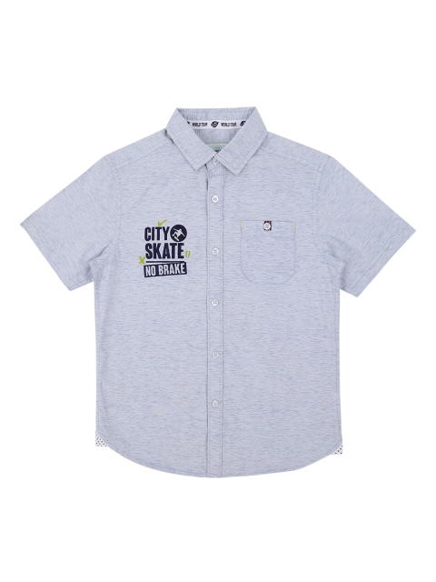 

Pantaloons Junior Boys Blue Regular Fit Printed Casual Shirt