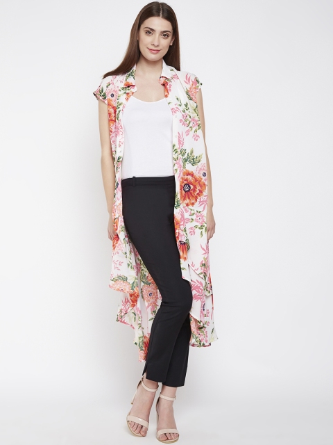 

Oxolloxo Women White Printed Button Shrug