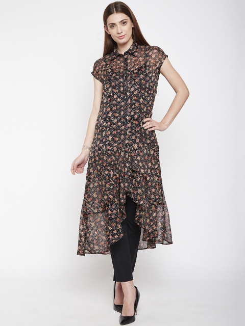 

Oxolloxo Women Black Printed Button Shrug