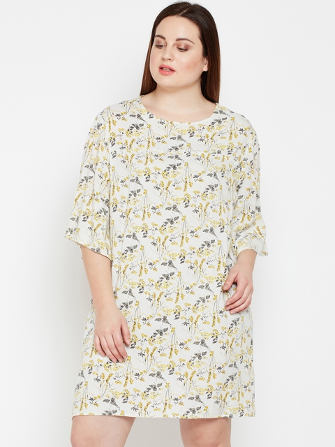 

Oxolloxo Women White Printed A-Line Dress