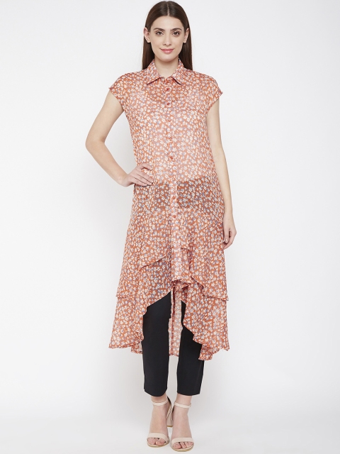 

Oxolloxo Women Orange Printed Button Shrug