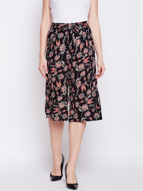 

Oxolloxo Women Black Relaxed Regular Fit Printed Culottes