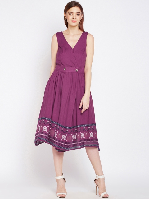 

Oxolloxo Women Purple Printed Wrap Dress