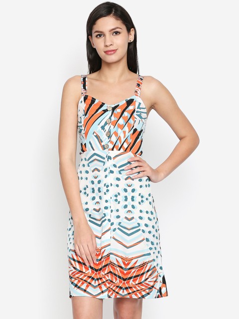 

Oxolloxo Women Off-White Printed Fit and Flare Dress
