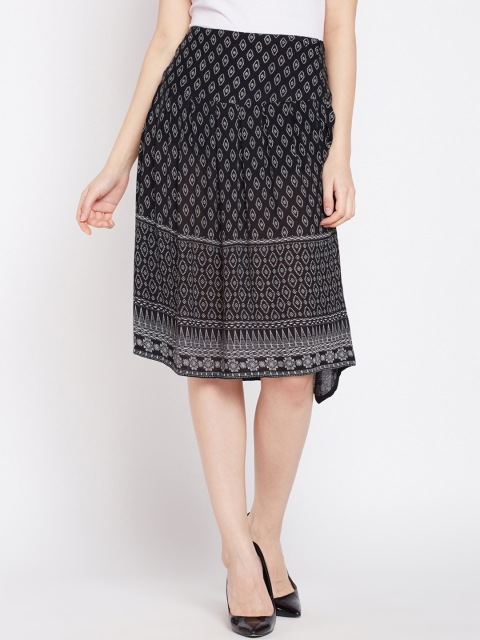 

Oxolloxo Women Black Printed A-Line Skirt