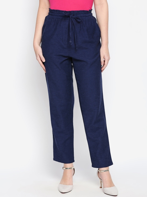 

Oxolloxo Women Navy Blue Relaxed Regular Fit Solid Regular Trousers