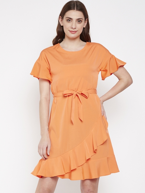 

Oxolloxo Women Orange Solid A-Line Dress