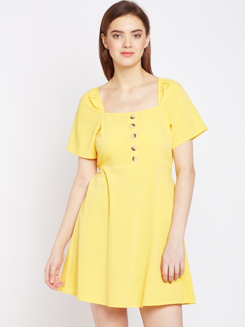 

Oxolloxo Women Yellow Solid Fit and Flare Dress