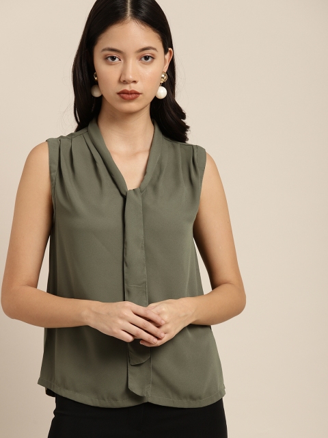 

her by invictus Women Olive Green Solid Top