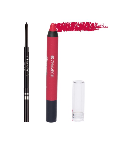 

Chambor Set of 2 Kajal & Lip Colour, Red