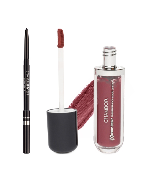 

Chambor Set of 2 Kajal & Lipstick, Red