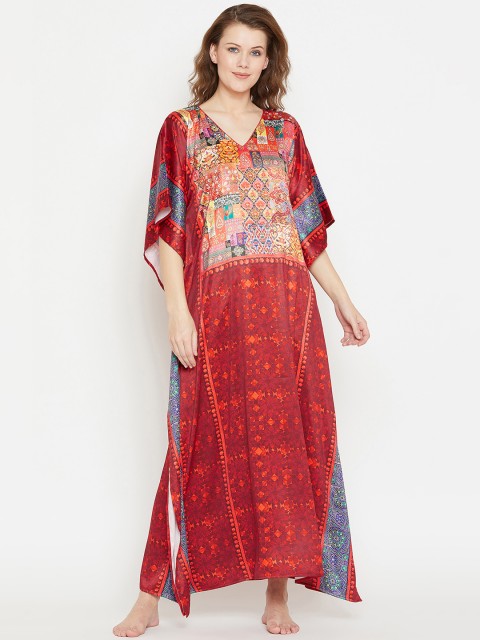 

The Kaftan Company Women Red Printed Nightdress LW_PY_ANDROMEDA22