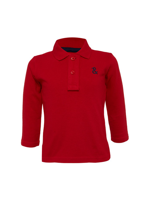 

TALES & STORIES Boys Red Solid Polo Collar T-shirt