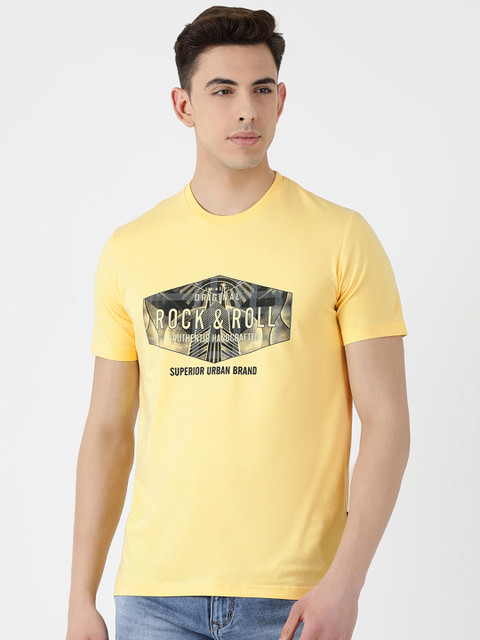 

Monte Carlo Men Yellow Printed Round Neck T-shirt