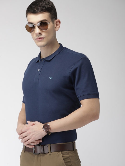 

Park Avenue Men Navy Blue Solid Polo Collar T-shirt