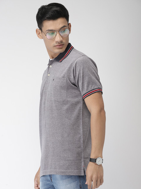 

Raymond Men Blue & White Solid Polo Collar T-shirt