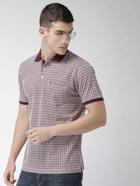 

Raymond Men Maroon & Off White Printed Polo Collar T-shirt