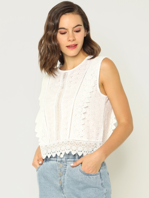 

ONLY Women White Embroidered Top