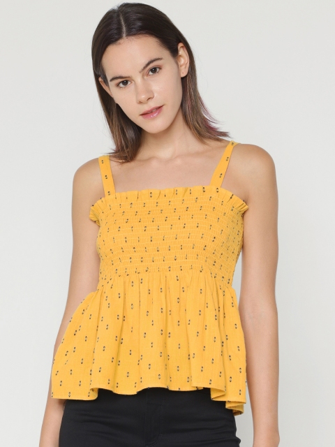 

ONLY Women Yellow Self Design A-Line Top