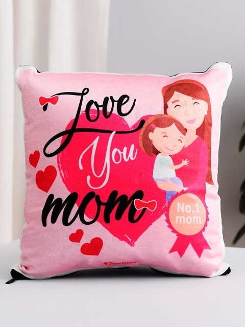 

Archies Pink & Black Printed Square Cushion