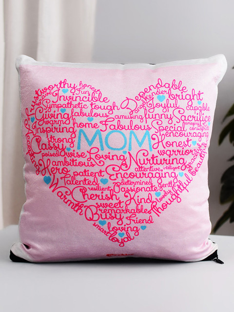 

Archies Pink & Black Printed Square Cushion