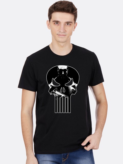 

Free Authority Men Black PUNISHER Printed Round Neck T-Shirt