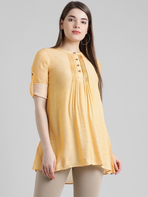 

Zink London Women Mustard Yellow Solid Tunic