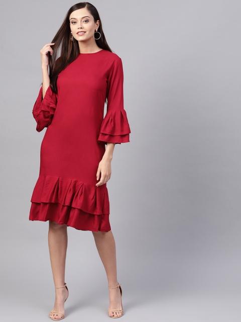 

Ishin Women Maroon Solid Shift Dress