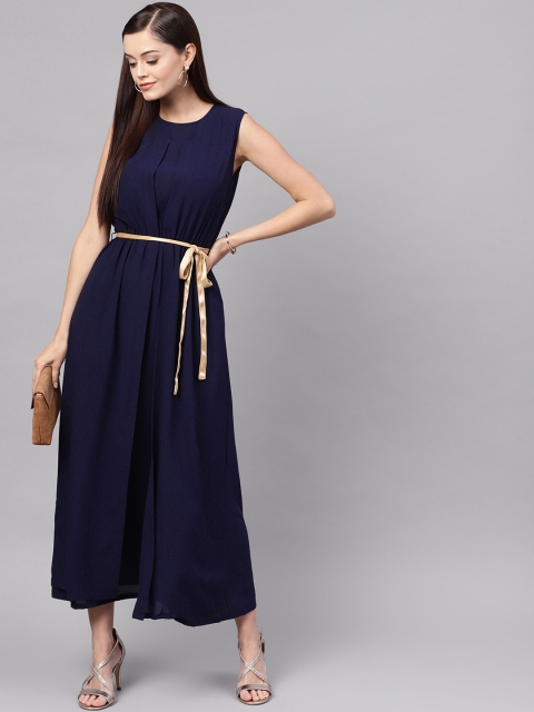 

Ishin Women Navy Blue Solid Maxi Dress