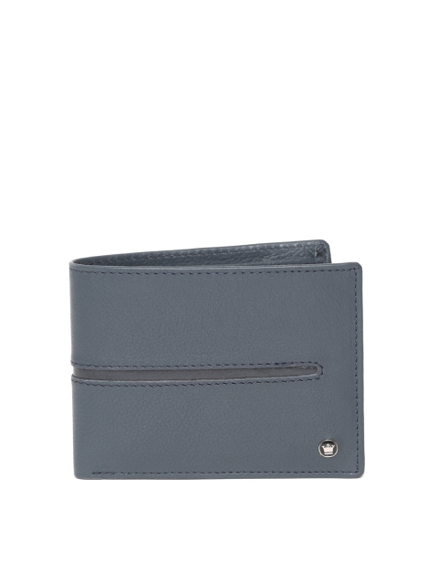 

Louis Philippe Men Navy Blue Leather Solid Two Fold Wallet