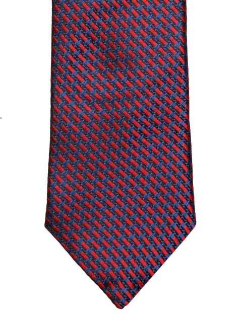 

Louis Philippe Red & Navy Blue Woven Design Broad Tie