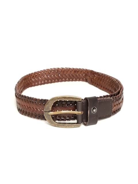 

Louis Philippe Men Brown Leather Braided Belt