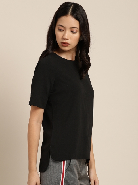 

her by invictus Women Black Solid Top with Concealed Zip