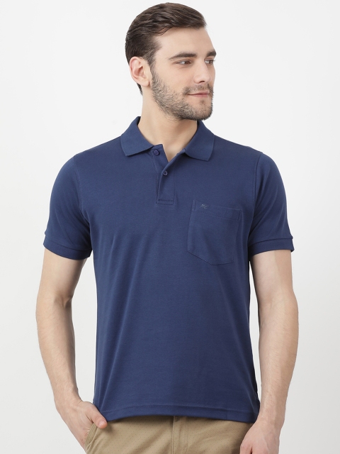 

Monte Carlo Men Navy Blue Solid Polo Collar T-shirt