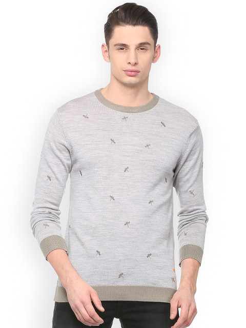 

SIMON CARTER LONDON Men Grey Self Design Wool Sweater