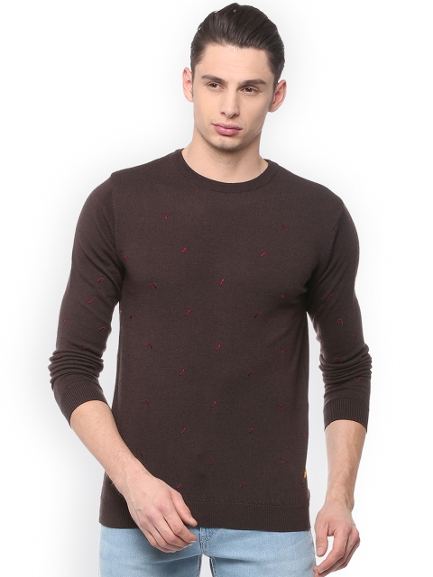 

SIMON CARTER LONDON Men Brown Self Design Wool Sweater