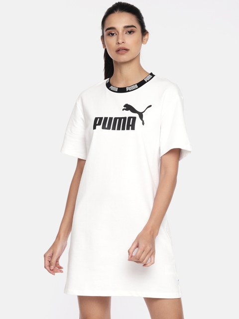 

Puma Women White Printed Relaxed Fit Amplified T-shirt Dress