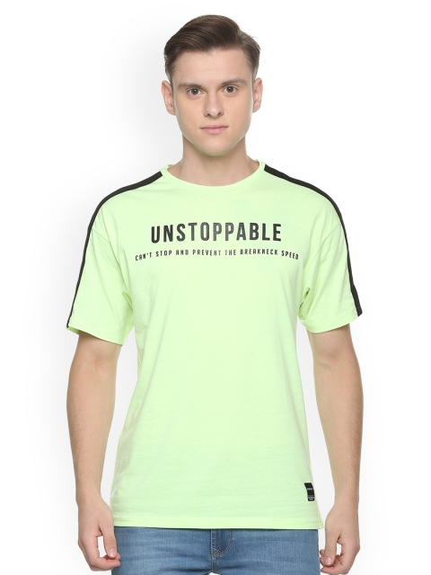 

People Men Green Printed Round Neck T-shirt