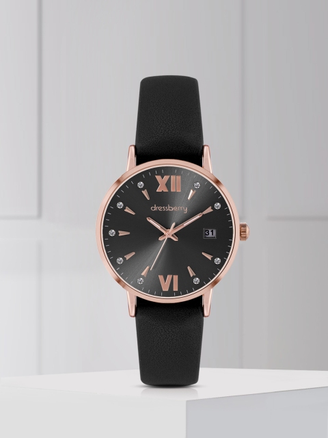 

DressBerry Women Black Embellished Analogue Watch MFB-PN-SNT-G04