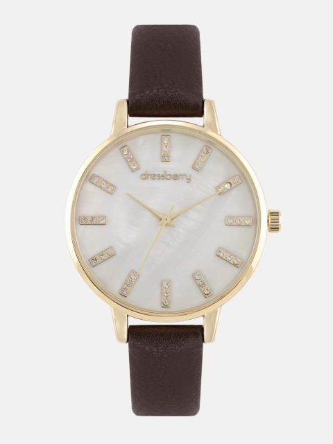 

DressBerry Women Off-White Embellished Analogue Watch
