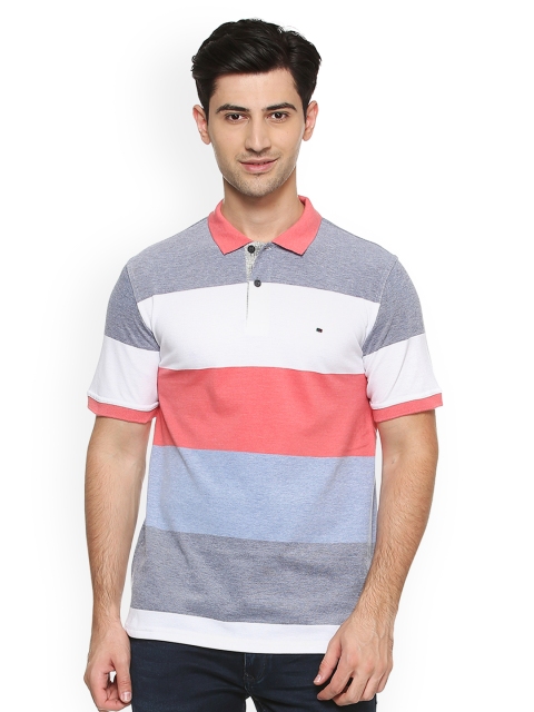 

Peter England Casuals Men Pink & Grey Colourblocked Polo Collar T-shirt