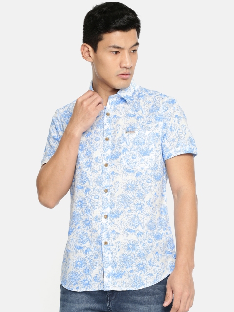 

U.S. Polo Assn. Denim Co. Men Blue & White Slim Fit Printed Casual Shirt