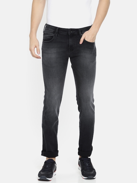 Wrangler Men Black Skanders Slim Fit Low-Rise Clean Look Stretchable Jeans