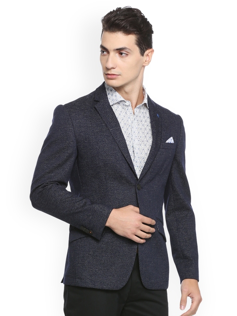 

SIMON CARTER LONDON Men Blue Solid Single-Breasted Blazer