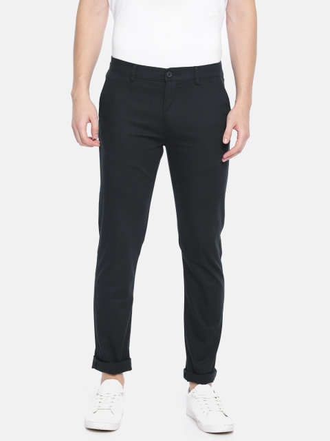 

Peter England Casuals Men Black Super Slim Fit Solid Regular Trousers