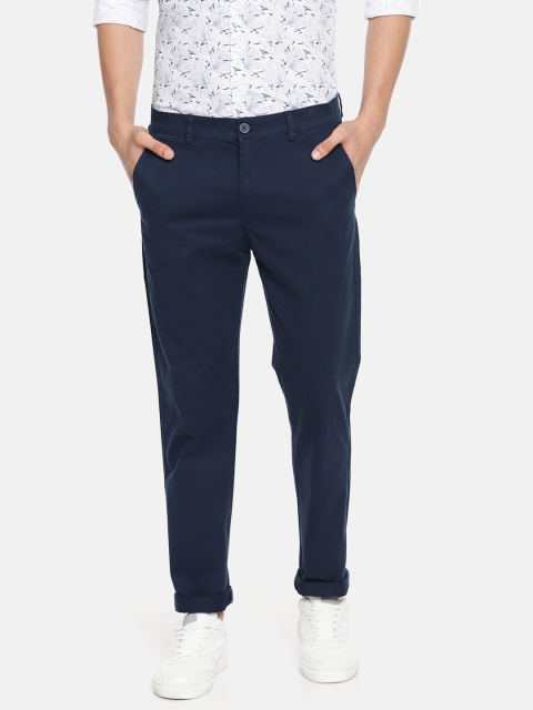 

Peter England Casuals Men Navy Blue Super Slim Fit Solid Chinos