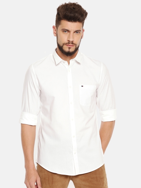 

Peter England Casuals Men White Super Slim Fit Solid Casual Shirt