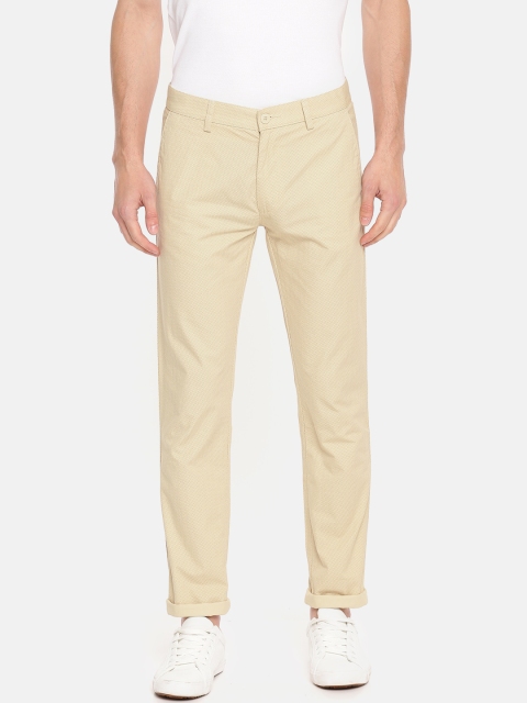 

Peter England Casuals Men Beige Super Slim Fit Printed Regular Trousers