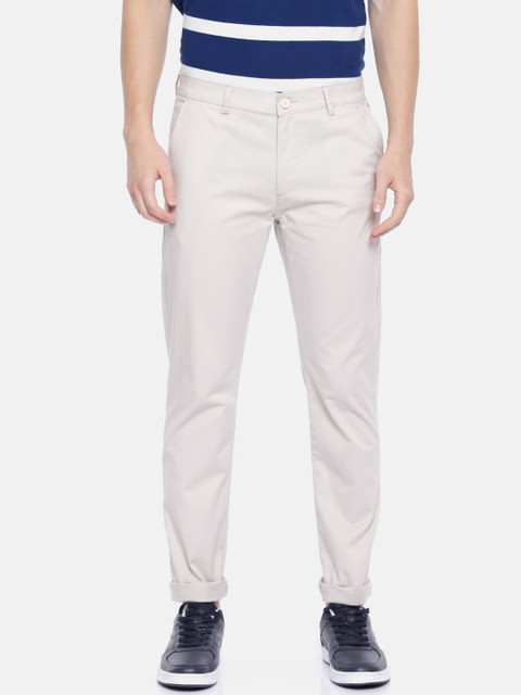 

Peter England Casuals Men Grey Super Slim Fit Solid Chinos