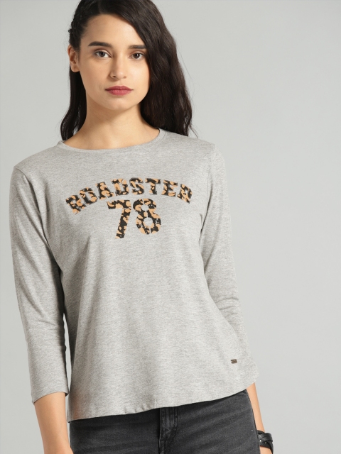 

Roadster Women Grey Melange Printed Top